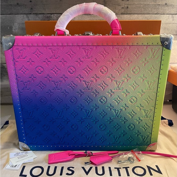 New! RARE LIMITED EDITION Louis Vuitton Virgil Cotteville 40 leather multicolor! - Picture 2 of 16